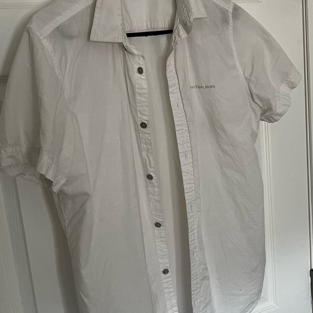 Calvin Klein White Casual Button Down Shirt
